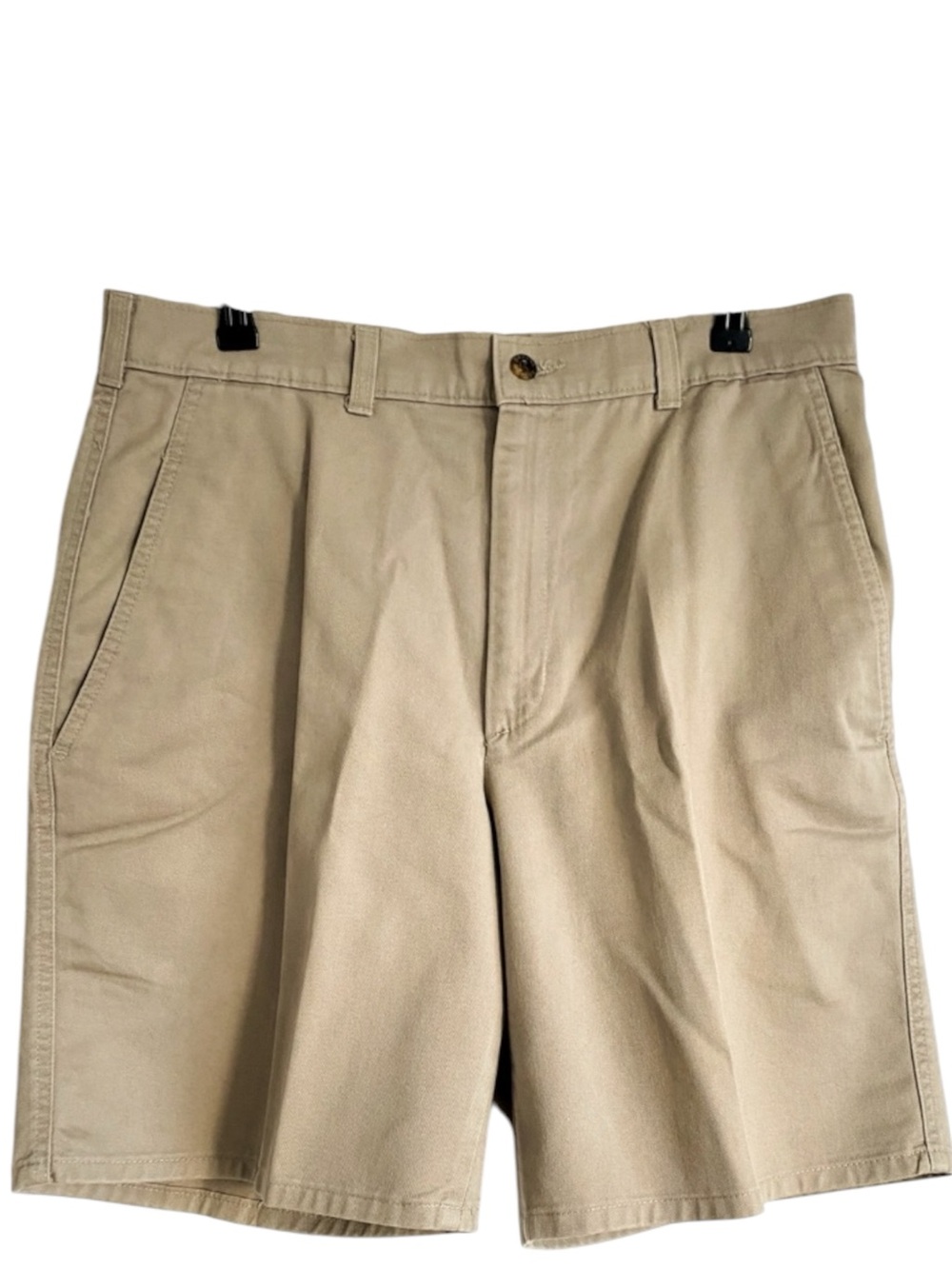 SAVANE KHAKI CREAM SHORTS 34 COTTON FLAT FRONT SUMMER VACATION  WALKING